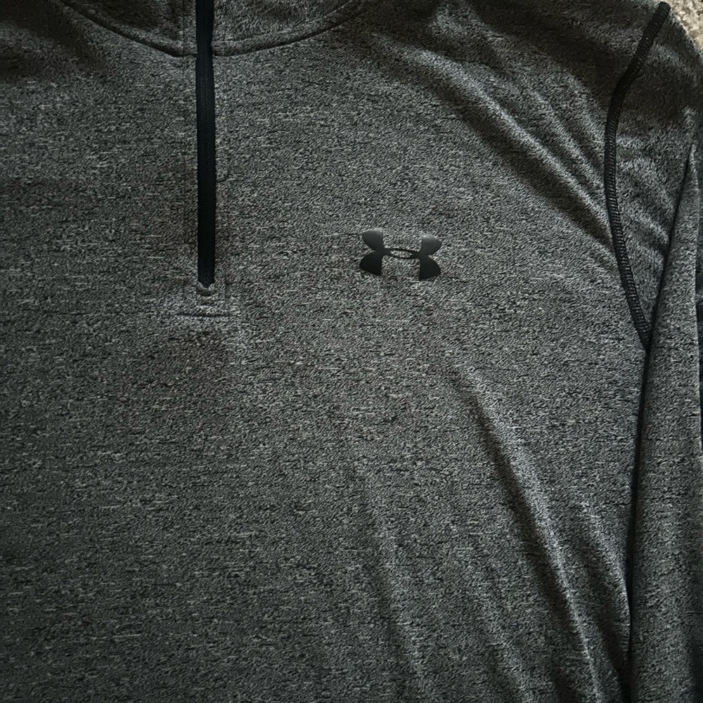 Grey Under Armour Pullover Quarter Zip W/ Chicago Cubs Patch on Sleeve Men’s L - Picture 6 of 7